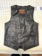  Hot Leathers Black Leather Vest (Men’s Small)