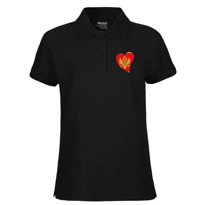 Damen Polo Shirt Montenegro Flagge Herz Geschenkidee Montenegro Geschenk Präsent - Bild 1 von 4