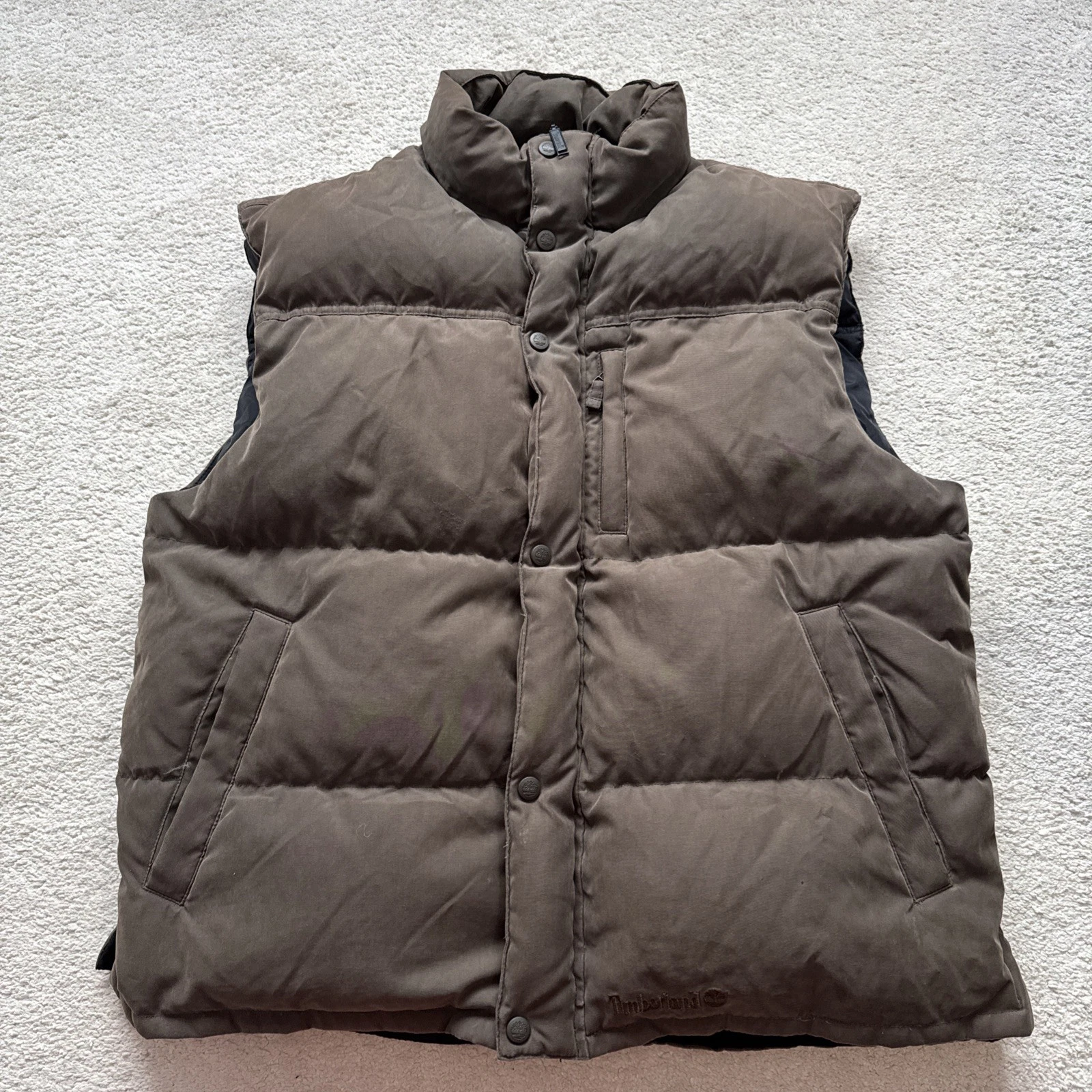 Timberland Weathergear Vintage DUCK DOWN MIX Puffer Vest Style 7891 Brown Size L