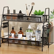 2-Tier Bathroom Organizer Countertop, Metal Wire Mesh Bathroom Counter Organi...