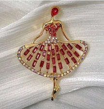 Ballerina Brooch Pin Dancer pink Fashion jewelry NEW Free Ship 2 inch