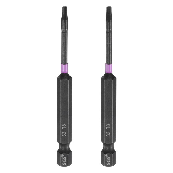 "FüR T8 Torx Schraubendreher Bit 2 StüCk 1/4\" Sechskant 3\" Magnetisch"-image