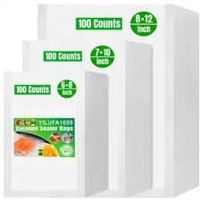 300 Pcs Vacuum Sealer Bags for Food 6x8,7x10,8x12 Food Saver Freezer Storage ...