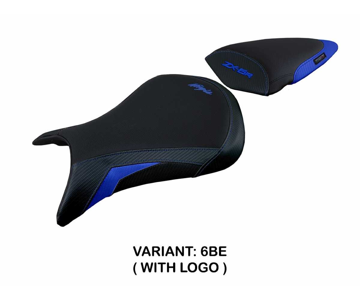 Seat saddle cover Juri Blue BE + logo TPZ Italia Kawasaki Ninja ZX 6 R 2005 2006