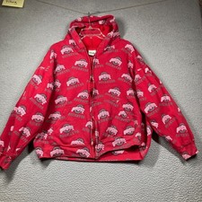 Ohio State Buckeyes Full Zip Hoodie Adult L Red All Over Print Fair Condition
