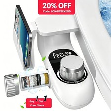 Bidet Fresh Water Spray Kit Non Electric Toilet Seat Attachment with Dual Nozzle