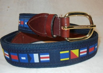 Cape Cod Belt Company Nautical Style Belt Nautical Flags Sz XL    Blue Blue