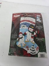 Bucilla Felt Applique Christmas Stocking Kit 2002 Snowman Skating 84845 SEALED