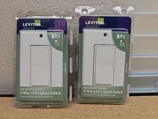 Leviton Single Pole/3-Way Illuminated LED Rocker Switch/Wall Plate L5674-2W (A8)