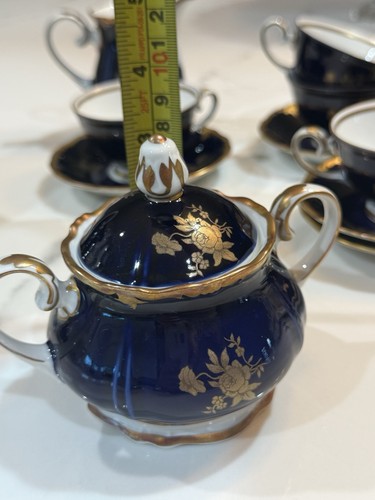 REICHENBACH COBALT /GOLD FINE CHINA PORCELAIN ESPRESSO SET OF 6 NEW - Picture 21 of 23