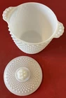 Vintage Anchor Hocking White Milk Glass Cookie Jar Hobnail Texture Matching Lid