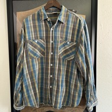 Vintage 70s Levis Cotton Flannel Plaid Mens Shirt L