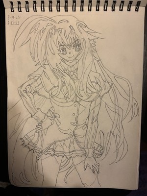 Rias Gremory High School DxD Fanart Hand Drawn One Of A Kind For DxD Fans
