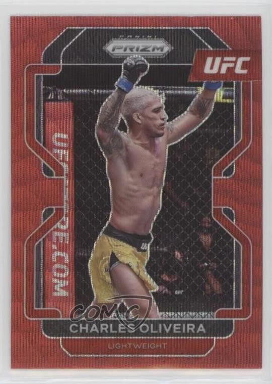 2022 Panini Prizm UFC Ruby Wave Prizm Charles Oliveira #189 0o6v