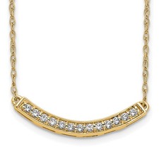 10k Yellow Gold Diamond Curved Bar Pendant Necklace 18" 1.43gm