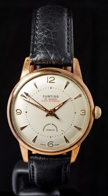 Curtiss Super-Automatic Ivory Dial Rosegold Vintage Herrenuhr -- funktioniert