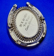 Bolo Tie Silver Color Horseshoe Shaped Blank for your 30 by 40" Cab Stone Insert