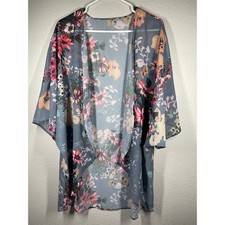 Unbranded Sheer Floral Kimono Wrap Dusty pa Chiffon Cover Up OS
