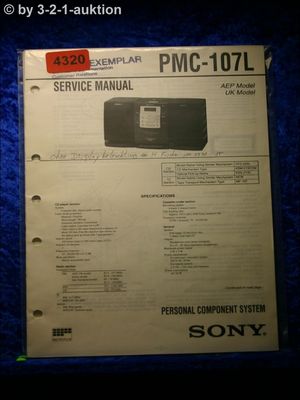Sony Service Manual PMC 107L Component System (#4320)