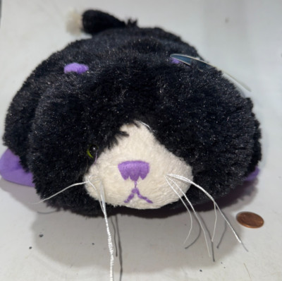 Pillow Pets Peewee Curious Black Cat Purple Retired Kitty Fluffy Kitten Nap Time