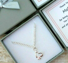 Personalised Thank You Bridesmaid Gift Silver Heart Necklace Mother of the Bride