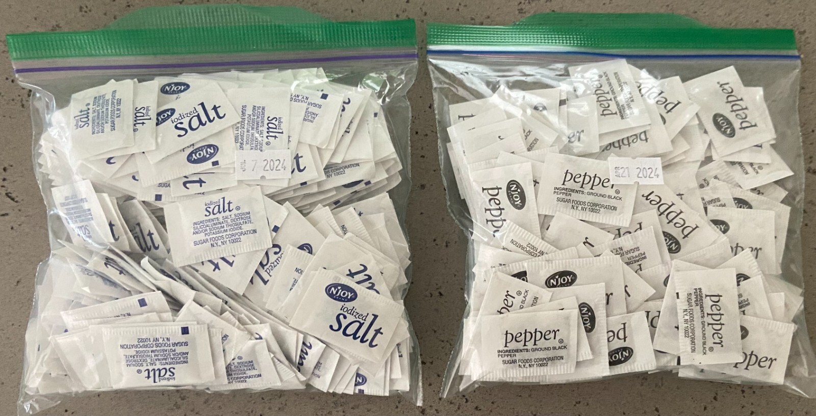 N'joy Salt & Pepper Packets 300 Salt 200 Pepper Njoy Free Shipping