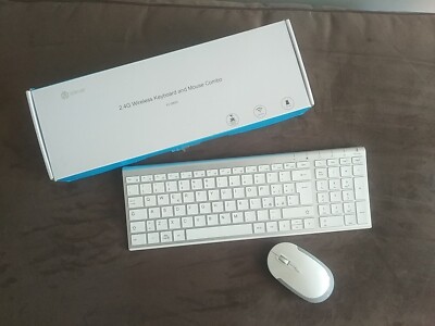 iClever GK03 Wireless Keyboard Tastatur Mouse Maus Silber IC-GK03 Italienisch IT
