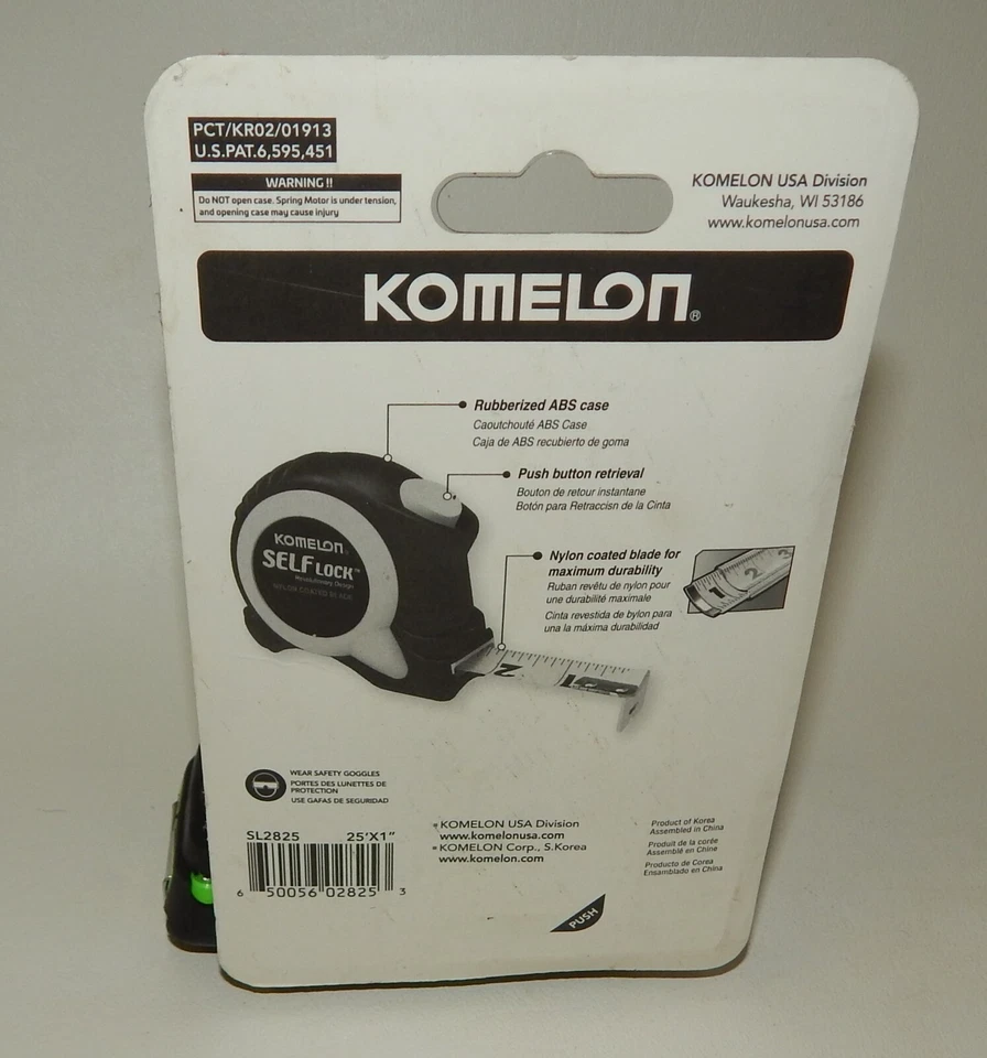 Komelon 25ft Self Lock Tape Measure - Mint in Package - Image 2 of 2