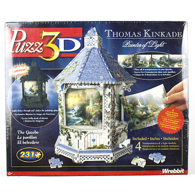 NEW Puzz 3D THOMAS KINKADE Painter of Light The GAZEBO Lights up! Wrebbit 231Pcs