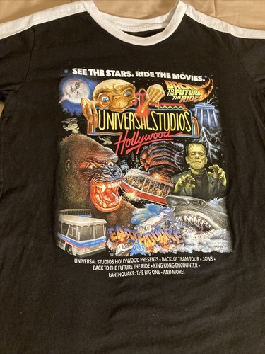 Universal Studios Hollywood Retro Rides Graphic Ringer T-Shirt Size Youth Medium - Picture 2 of 9
