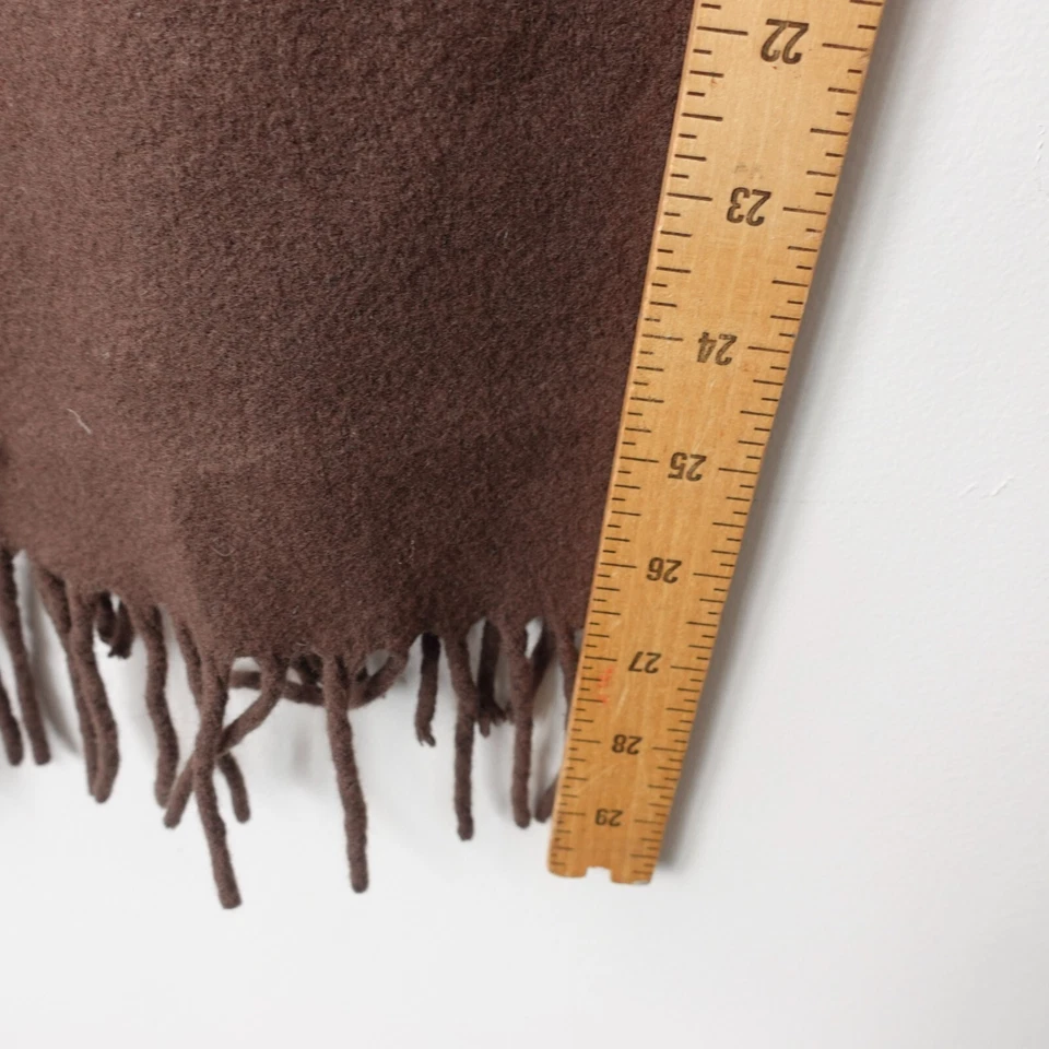 Brown Wool Scarf Adult Lambswool Wrap Basic Solid Dark Chocolate Italian ITALY - Image 4 of 4