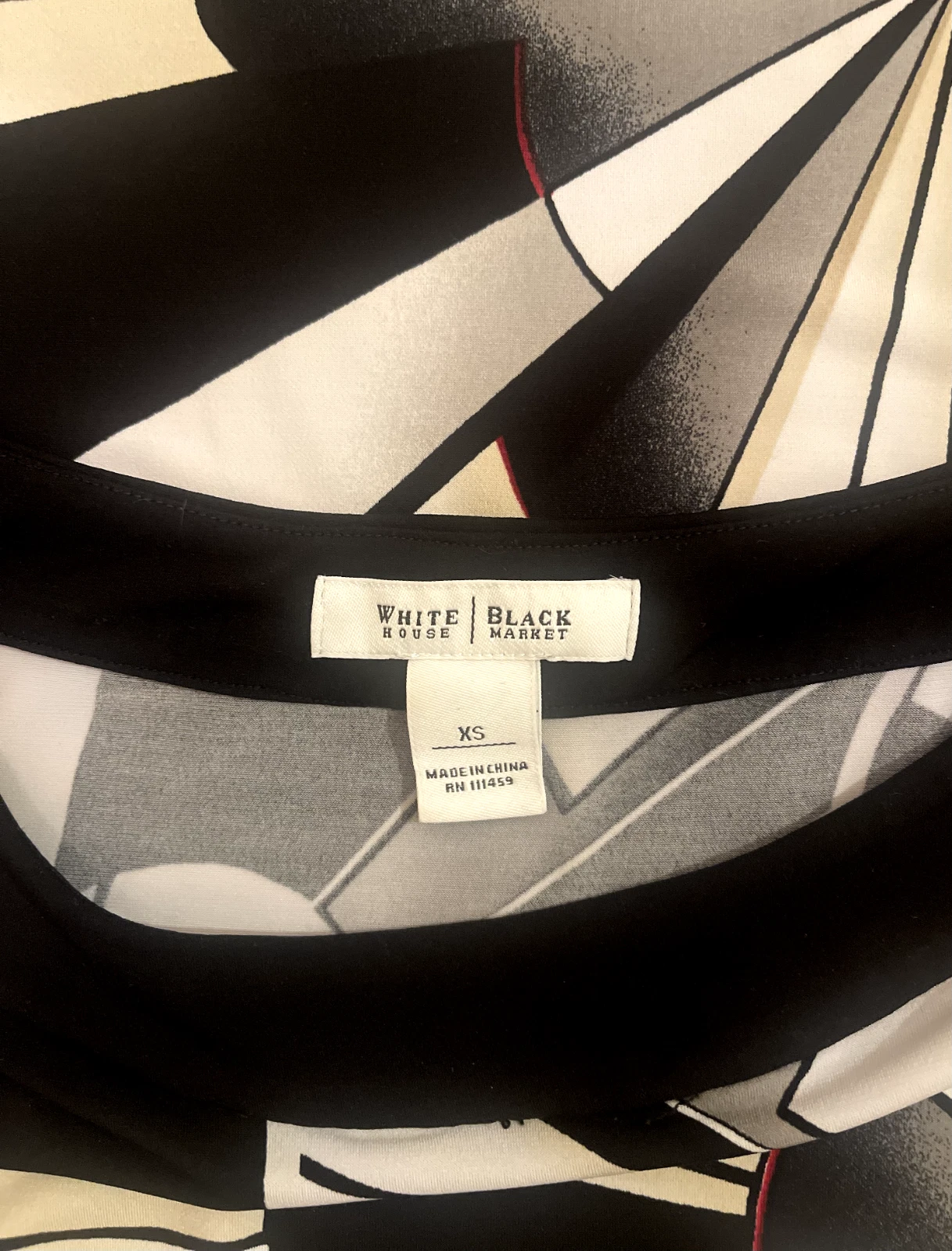 VETEMENTS Abito in jersey sexy WHITE HO BLACK MARKET Geo astratto beige nero taglia XS Y2K