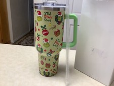 New 20 Tall Stainless Steel Christmas GRINCH Travel Mug W/ Lid Straw NEW