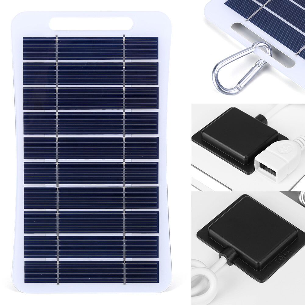 2x Solarpanel 5W Mit USB - Tragbare Outdoor Ladegeräte