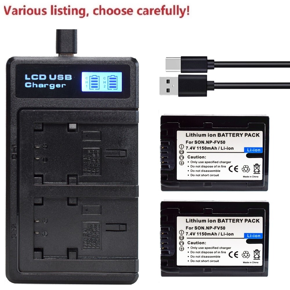 NP-FV50 Akku & Dual-Ladegerät Set (2 Pack) – Kompatibel Mit Sony HDR-CX220, CX230, CX290, CX330