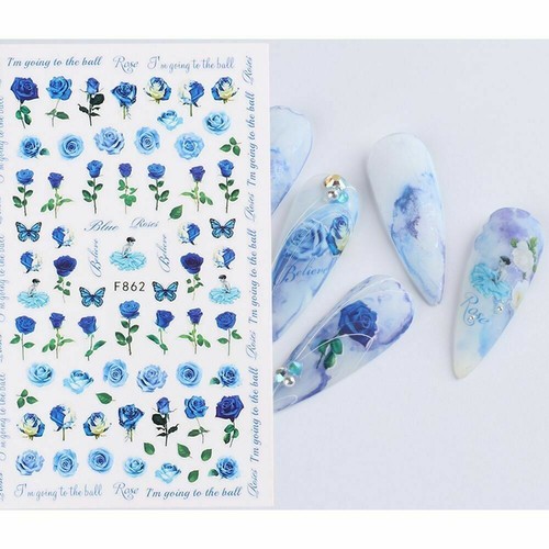3D Nagelaufkleber – 50 Blätter Mit Blumen-Design, Selbstklebend, Für DIY Nail Art, 6,3x5,2 Cm