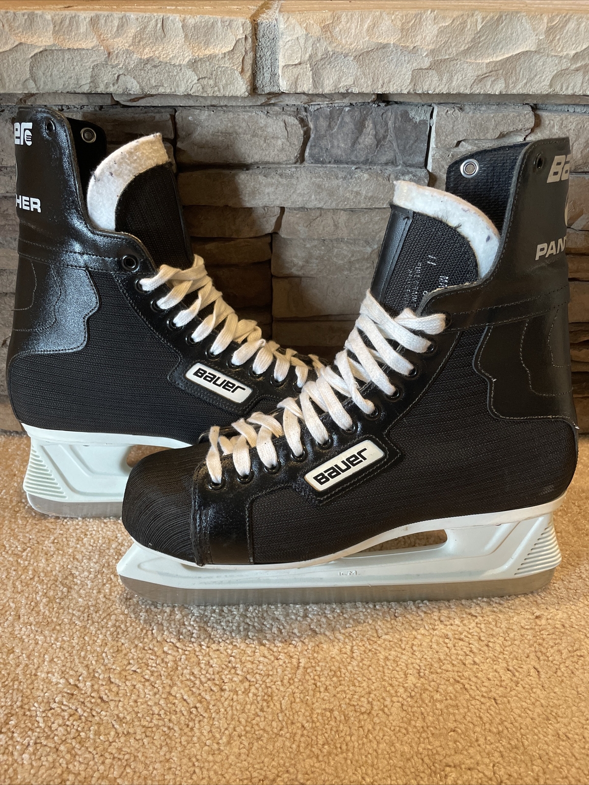 Vintage Leather Bauer Black Panther Ice Hockey Skates Size 11. Made In