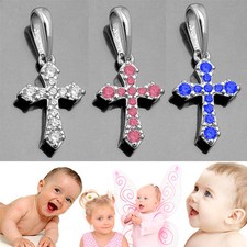 Dziecięcy chrzest pierwsza komunia krzyż łańcuszek dla dziewczynek lub chłopców prawdziwe srebro 925