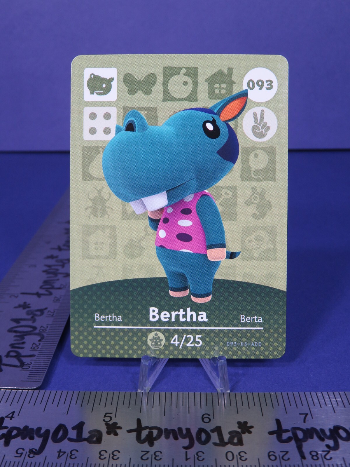 BERTHA #093 US Pack Fresh Animal Crossing Series 1 Amiibo Card eSE