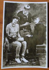 Bernard Kobel Traditional Tattoo Photo B W Vintage Tattooed Woman Sailor Navy