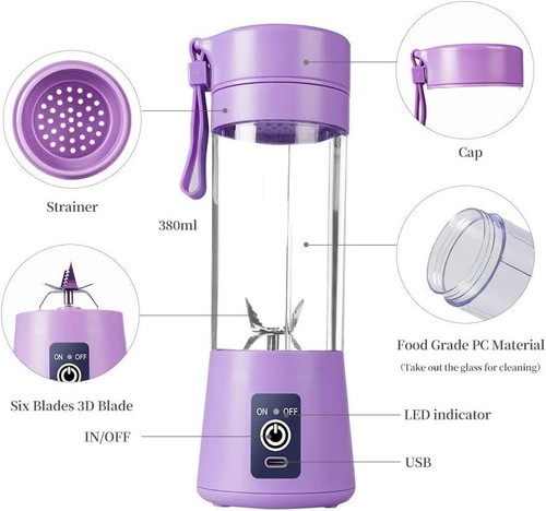 Smoothie Mixer USB Tragbarer elektrisch Maker 380ML Mini Standmixer Blender DHL* - Bild 9 von 27