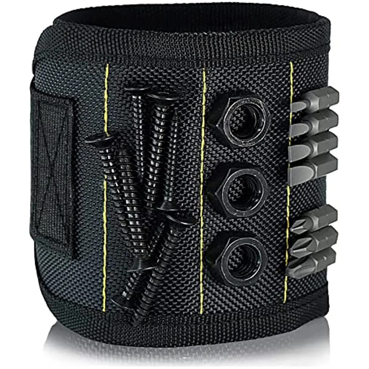 Magnetic Wristband For Holding Screws & Tools – Adjustable, Strong Magnets (Black/Red)