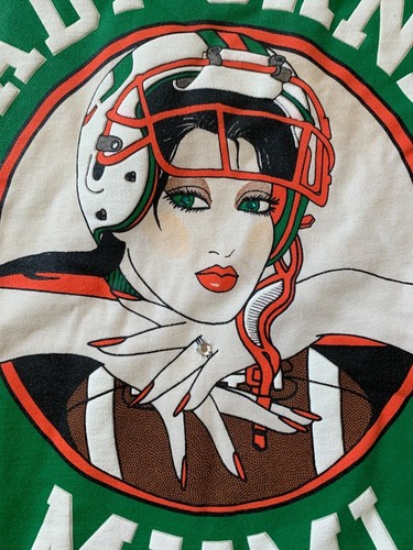 VTG Pin Up LADY CANES MIAMI Football Tshirt XXL 50" Chest Carol Joseph BLING TOP - Picture 7 of 12