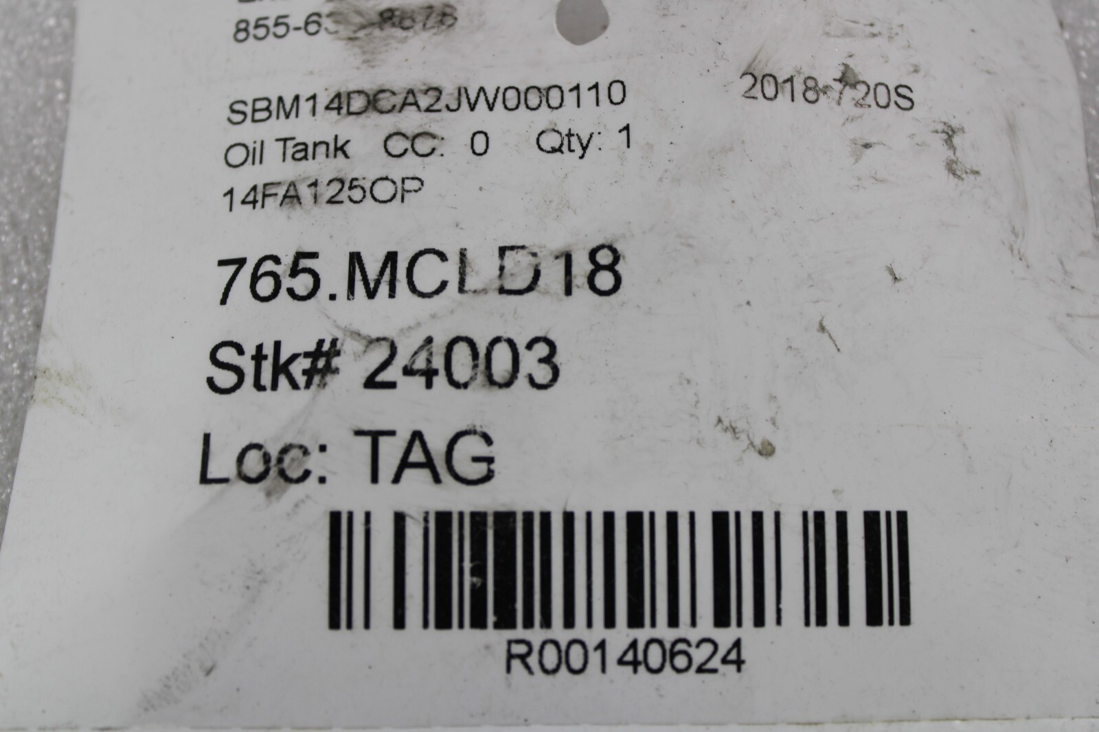 McLaren 720S, Oil Tank, Used, P/N 14FA125OP