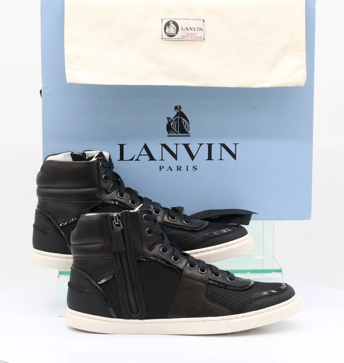 LANVIN BASKET HAUTE SPORTY WOMENS TRAINERS UK 3.5 EU 36 BLACK RRP 455 GR