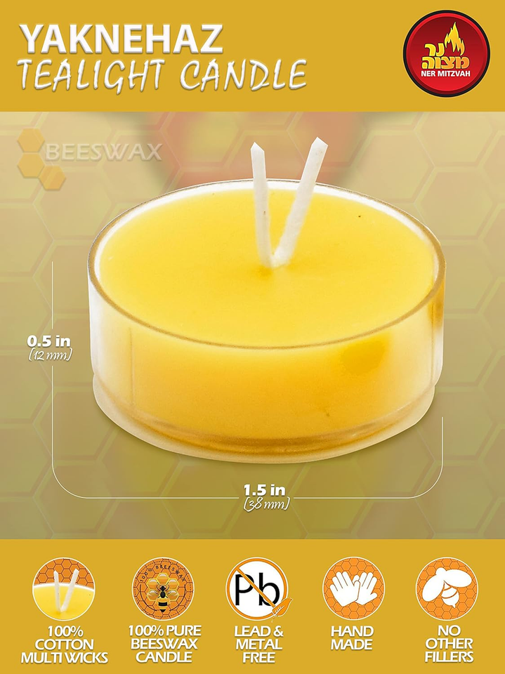 Yaknehaz Tealight Candles Pure Beeswax Yaknehaz Havdalah Tea Light