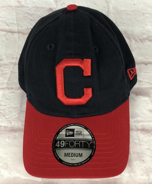 Cleveland Indians Baseball Cap New Era Medium Navy Hat Red Block C Logo