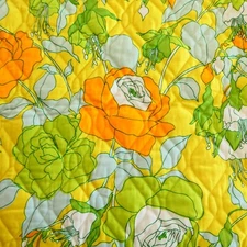 Cohama Rosamunda Quilted Floral Fabric 2 yards Yellow Orange Roses 1970s VTG