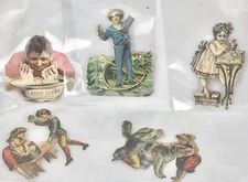 Victorian Die Cut Paper Lot Of 5 Antique