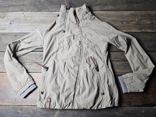 Naketano Jacket Women's Small Full Zip Coated Zip Hooded Fluffy Lined Beige